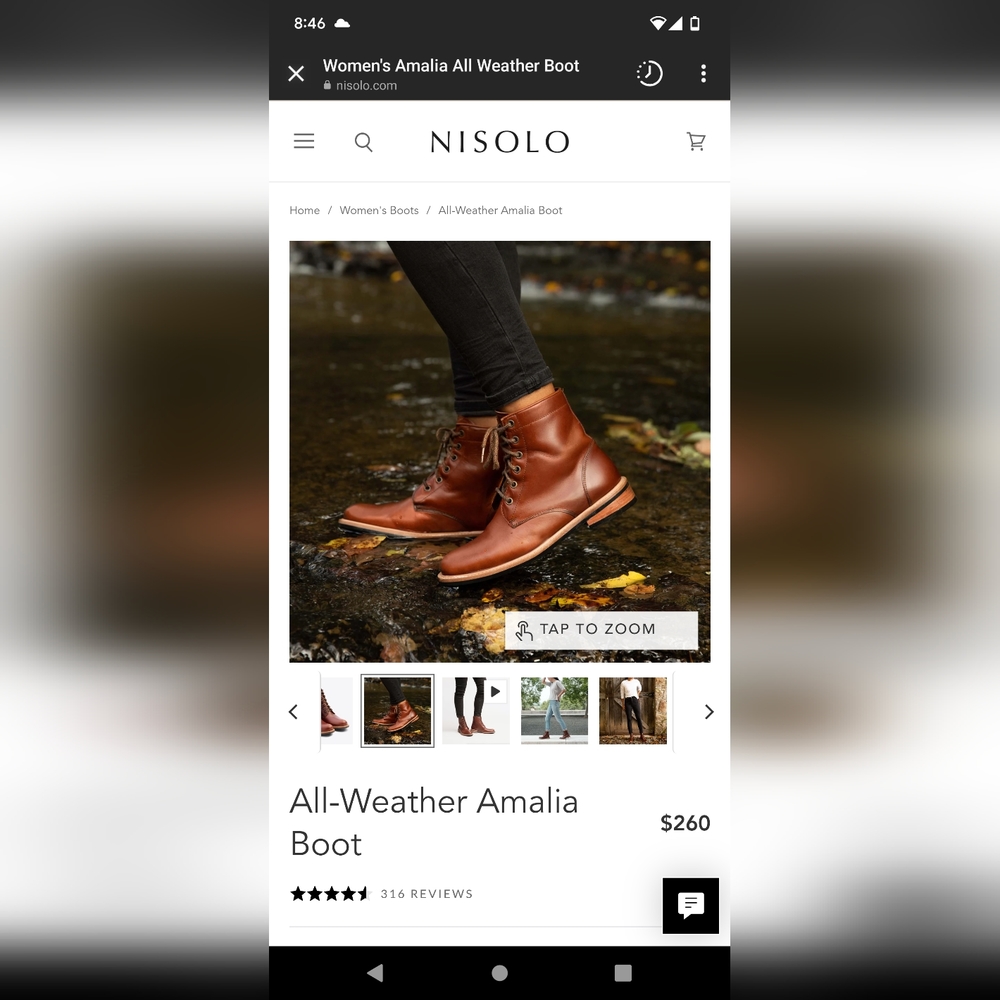Nisolo Amalia boot in brandy